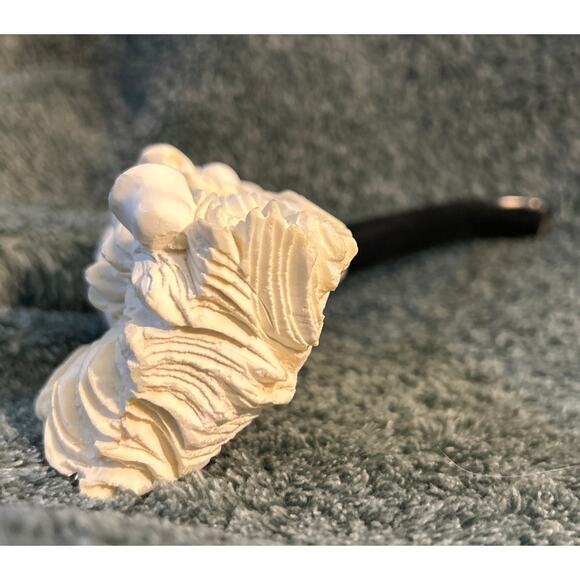 Unused Meerschaum Pipe Hand Carved Bearded Man Smoking Pipe - Picture 7 of 10